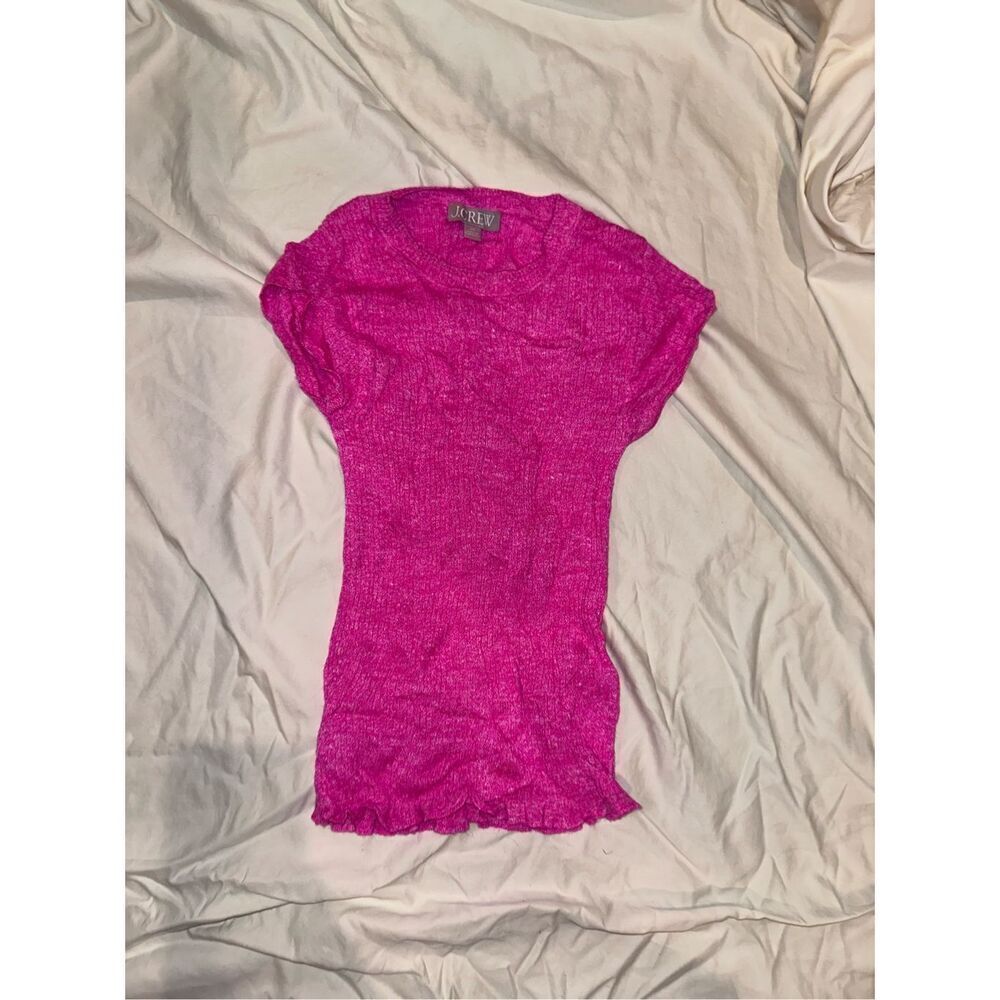 J crew size XS women’s Barbie pink top short sleeve shirt
